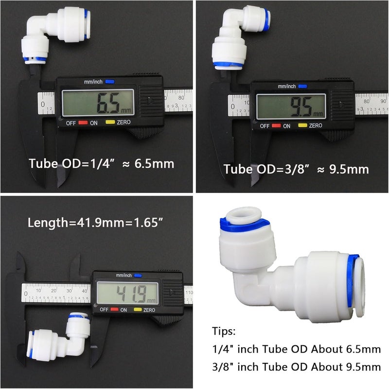 AimatRun Water purifier adapter, 1/4 * 3/8 "FPT quick bend pipe, outer diameter 1/4 turn 3/8 inch quick push plastic pipe joint, suitable for reverse osmosis filtration RODI system 5PCS - Image 3